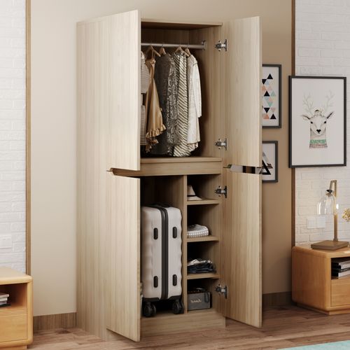 Armoire En Bois Compacte 70x40x170 Cm Avec Double Porte Et Rangement
