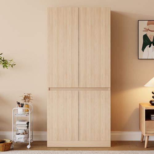 Armoire Double Porte 70x40x170 Cm Avec Grands Compartiments De Rangement, Bois