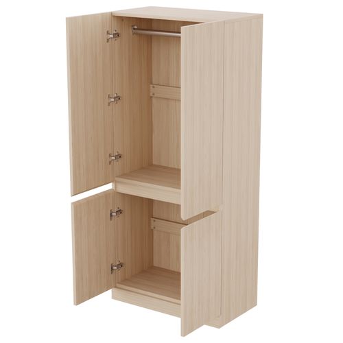 Armoire Double Porte 70x40x170 Cm Avec Grands Compartiments De Rangement, Bois