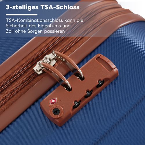 Set De Valises Abs 4 Pièces Avec Roulettes 360°, Tsa Et Trousse Cosmétique, Bleu Antique