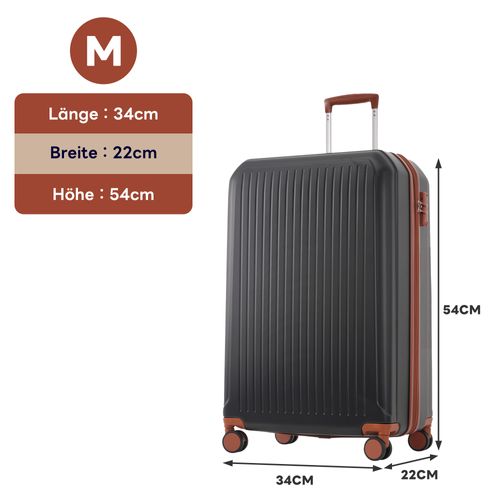 Set De Valises Abs 4 Pièces Avec Roulettes 360°, Tsa Et Trousse Cosmétique, Noir Antique