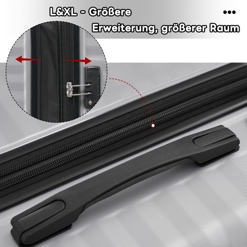 Set De Valises Abs 3 Pièces Avec Roulettes Doubles 360°, Tsa Et Protection D’angle, Gris Antique