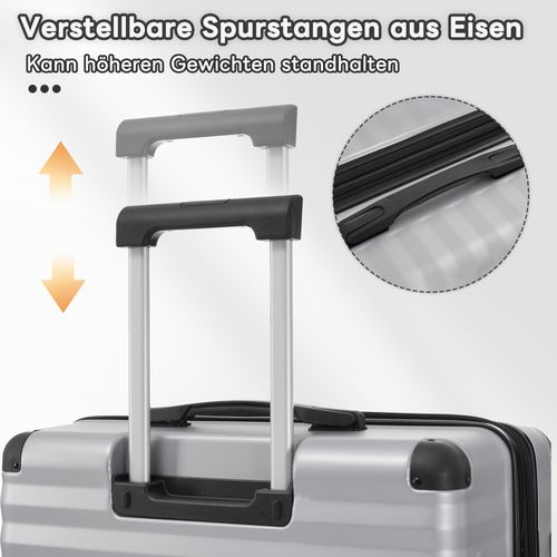 Set De Valises Abs 3 Pièces Avec Roulettes Doubles 360°, Tsa Et Protection D’angle, Gris Antique