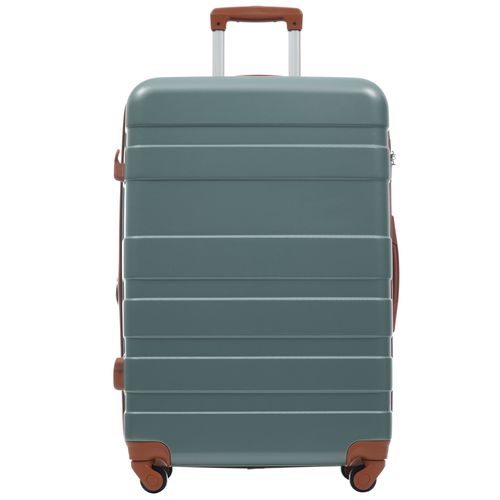 Valise Rigide Abs Extensible Avec Roulettes 360°, Serrure Tsa Et Trousse, Beige Et Noir
