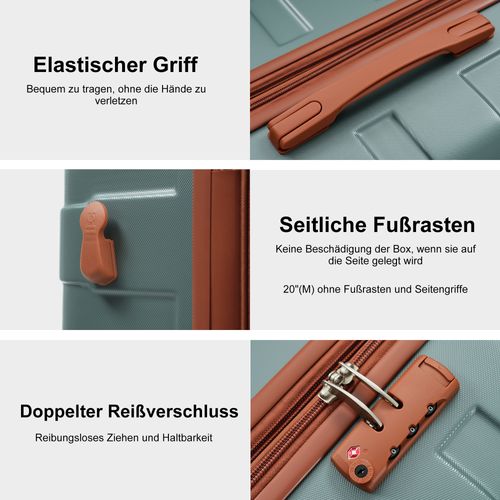 Valise Rigide Abs Extensible Avec Roulettes 360°, Serrure Tsa Et Trousse, Beige Et Noir