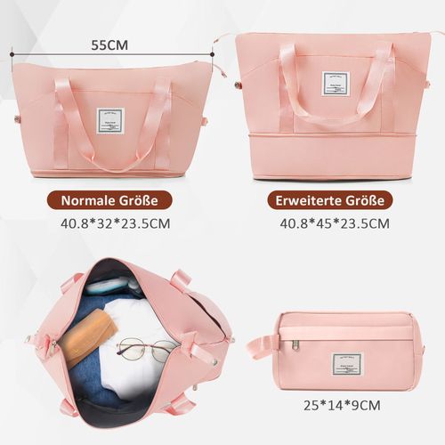 Ensemble De 5 Valises M L XL Avec Sac Et Trousse, Roulettes 360°, Serrure Tsa, Rose