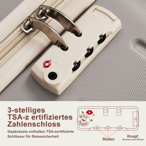 Ensemble De Valises Rigides Abs Tailles M L XL Avec Roues Spinner, Serrure Tsa Et Trousse Rose Brun