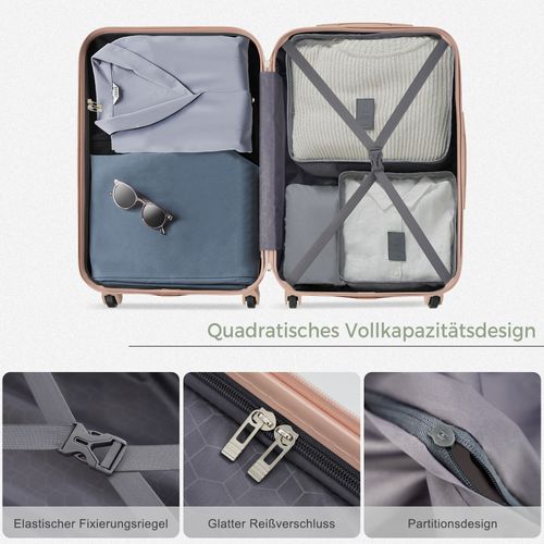 Ensemble De Valises Rigides Abs M L XL Avec Roulettes 360°, Serrure Et Trousse, Vert