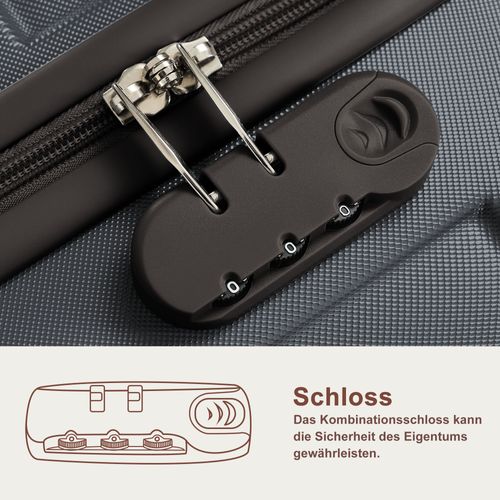 Ensemble De Valises Rigides Abs M L XL Avec Roulettes 360°, Serrure Et Trousse, Gris