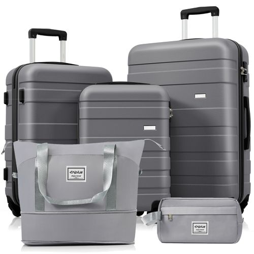 Ensemble De Valises Rigides Abs M L XL Avec Roulettes 360°, Serrure Et Trousse, Gris
