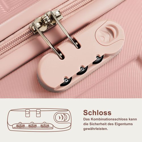 Ensemble De Valises Rigides Abs M L XL Avec Roulettes 360°, Serrure Et Trousse, Rose