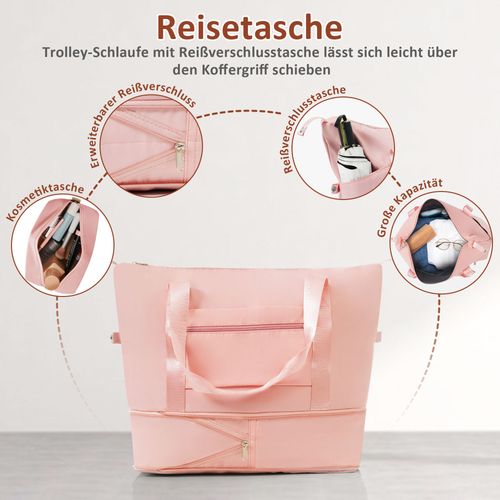 Ensemble De Valises Rigides Abs M L XL Avec Roulettes 360°, Serrure Et Trousse, Rose