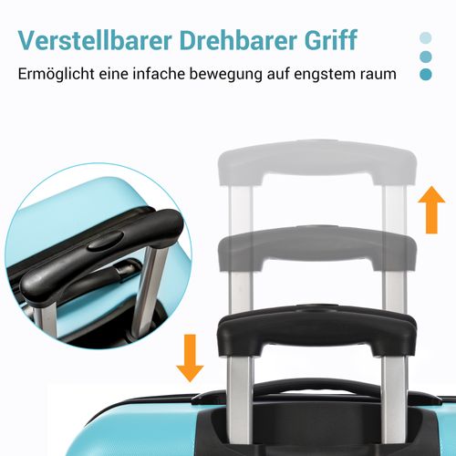 Valise Rigide Abs Avec Roulettes 360° Et Serrure à Combinaison, Bleu Clair 65x44,5x27,5 Cm