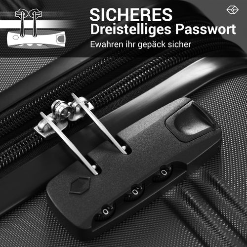 Valise Rigide Abs Avec Roulettes 360° Et Serrure à Combinaison, Noir 65x44,5x27,5 Cm