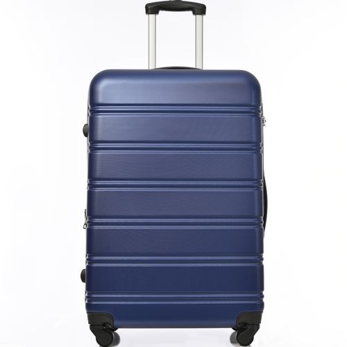 Valise Rigide Abs Grande Capacité Avec Roulettes 360° Et Serrure, Bleu Foncé 74,5x50,5x31,5 Cm