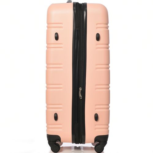 Valise Rigide Abs Grande Capacité Avec Roulettes 360° Et Serrure, Rose 74,5x50,5x31,5 Cm