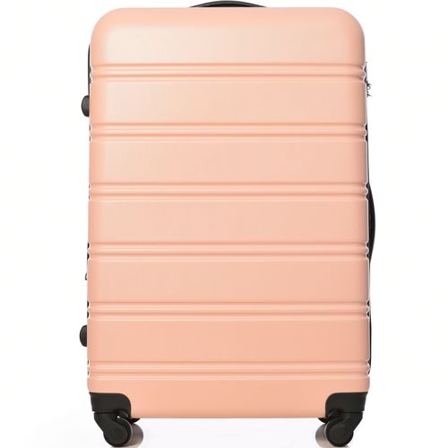 Valise Rigide Abs Grande Capacité Avec Roulettes 360° Et Serrure, Rose 74,5x50,5x31,5 Cm