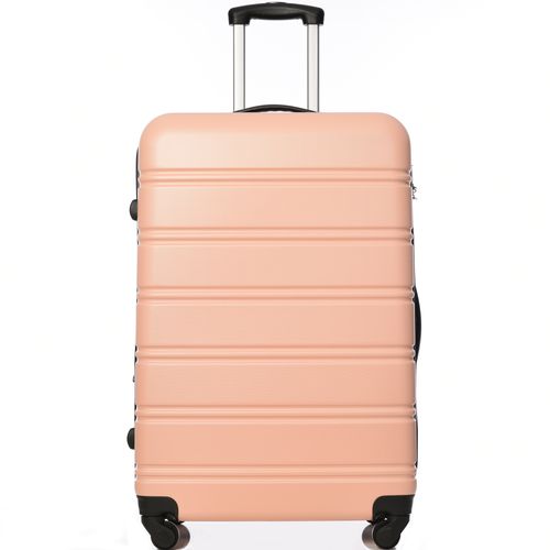 Valise Rigide Abs Grande Capacité Avec Roulettes 360° Et Serrure, Rose 74,5x50,5x31,5 Cm