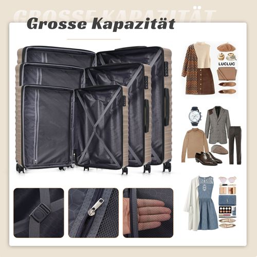 Set De Valises Abs 3 Tailles Avec Serrure Tsa, Étanche Et Extensible, Doré