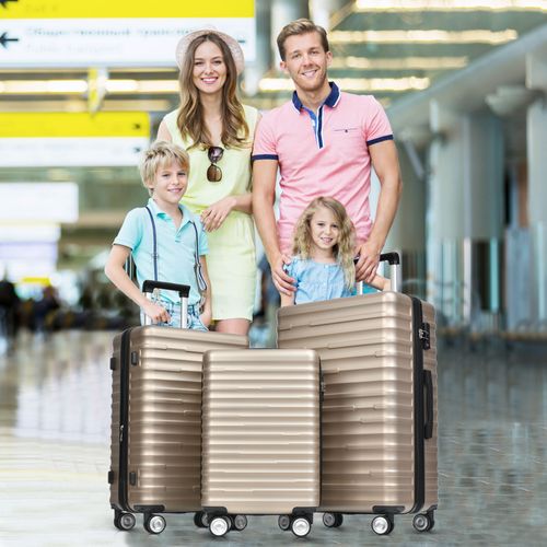 Set De Valises Abs 3 Tailles Avec Serrure Tsa, Étanche Et Extensible, Doré