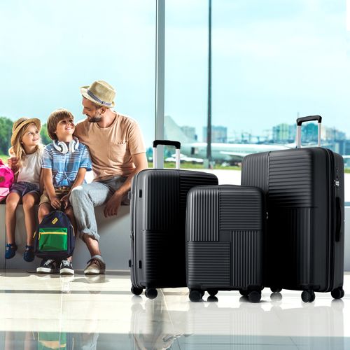 Set De Valises Pp 3 Tailles, Légères Et Résistantes Avec Serrure Tsa, Noir