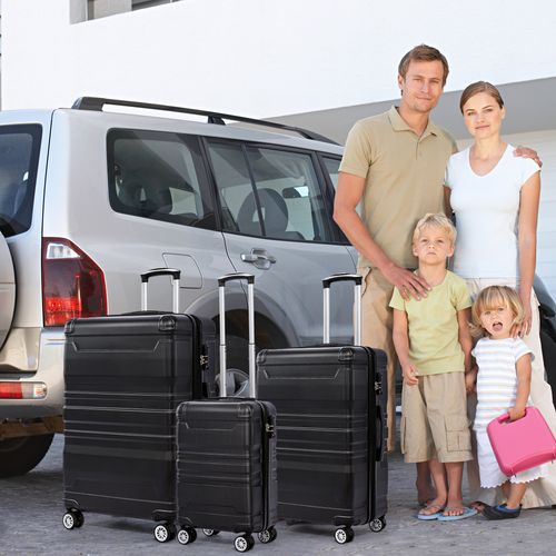 Set De 3 Valises Rigides, Extensibles Avec Tsa Et Roues 360°, Noir