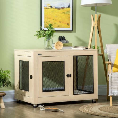 Caisse Pour Chien Moderne Avec 2 Portes Verrouillables, Confortable Et Robuste, 94 X 60 X 71,5 Cm