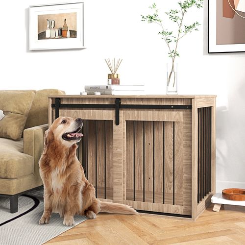 Caisse Pour Chien Verrouillable En Bois Effet Rustique, 98 X 58 X 67 Cm, Style Moderne