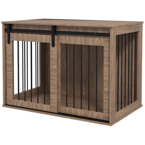 Caisse Pour Chien Verrouillable En Bois Effet Rustique, 98 X 58 X 67 Cm, Style Moderne