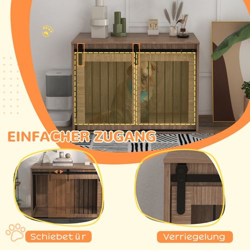 Caisse Pour Chien Verrouillable En Bois Effet Rustique, 98 X 58 X 67 Cm, Style Moderne