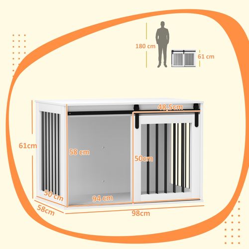 Caisse Pour Grand Chien Avec Porte Coulissante, Ventilation Et Design Moderne 98x58x61cm