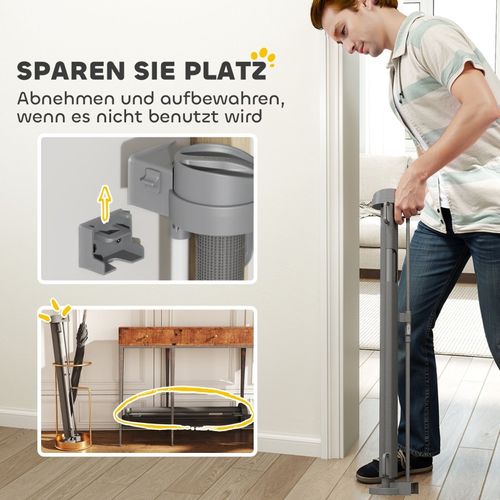 Barrière Extensible Pour Chiens Et Animaux Jusqu'à 136 Cm, 87 Cm De Haut, Gris
