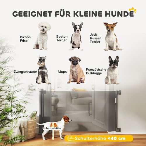 Barrière Extensible Pour Chiens Et Animaux Jusqu'à 136 Cm, 87 Cm De Haut, Gris