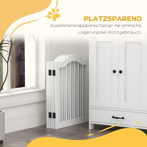 Barrière Pour Chiens Pliable à 5 Panneaux En Bois Massif Et Mdf, 254,5x61 Cm, Blanc