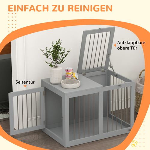 Cage Pour Chien Multifonction Avec 2 Portes Verrouillables, Acier Et Mdf, 80x50x56,5 Cm