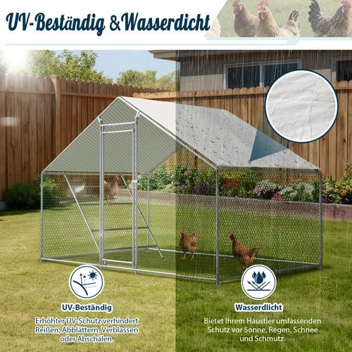 Poulailler 3x2m Avec Échelle, Serrure Sécurisée Et Toit Pe Étanche Pour Volailles