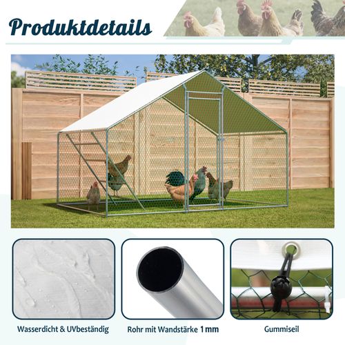 Poulailler 3x2m Avec Échelle, Serrure Sécurisée Et Toit Pe Étanche Pour Volailles