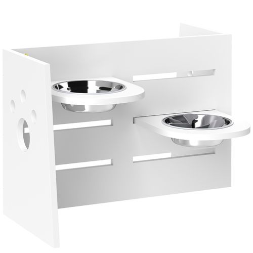 Gamelle Surélevée Pour Chiens Avec 2 Bols Inox Et Tapis Anti-glouton, Réglable 3 Niveaux