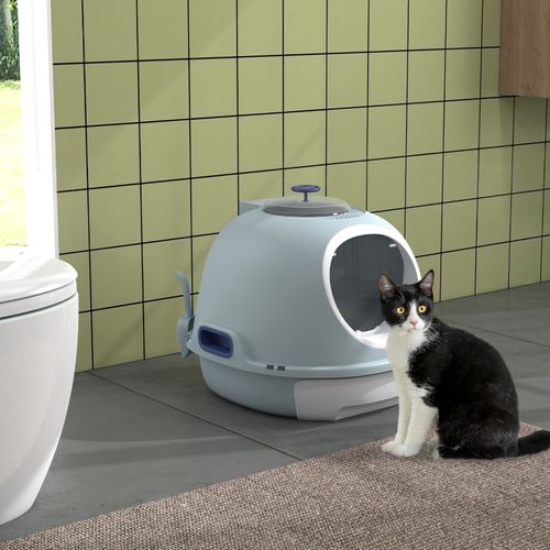 Litière Pour Chat Avec Toit Ouvrant, Bac Extractible Et Pelle, Portable, 47x55x44 Cm