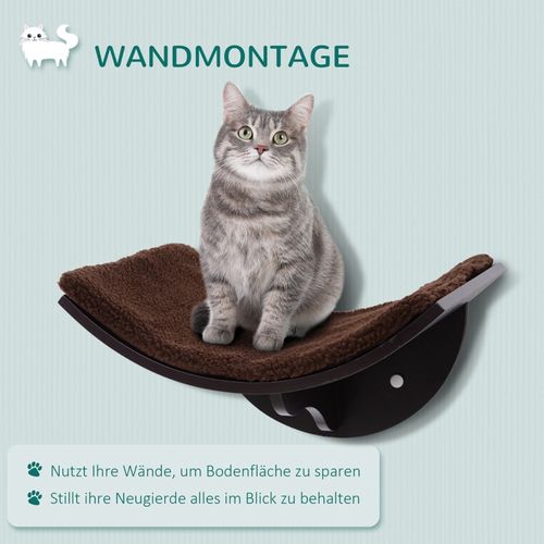 Étagère Murale Pour Chat Avec Hamac En Peluche Confortable Et Design Incurvé, 41x28x21 Cm