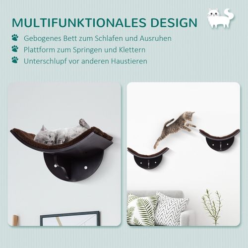 Étagère Murale Pour Chat Avec Hamac En Peluche Confortable Et Design Incurvé, 41x28x21 Cm