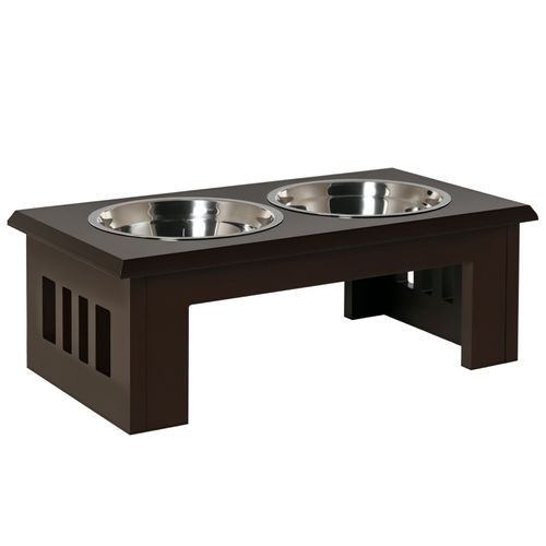 Station De Repas Surélevée Pour Chien Avec 2 Bols Inox Amovibles, Antidérapante, 58x30,5x25,4 Cm
