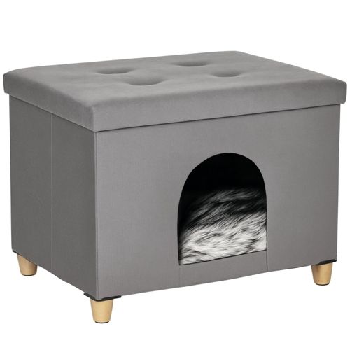 Maison Pour Chat 2-en-1 Avec Coussin Amovible Et Design Élégant, 60x45x44,5 Cm