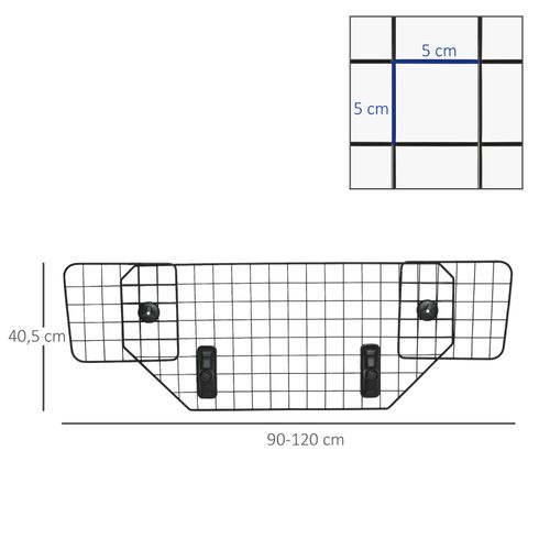 Grille De Sécurité Universelle Pour Chien En Voiture, Réglable 90-120 Cm En Métal