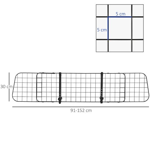 Grille De Séparation Universelle Pour Chien En Voiture, Largeur Réglable 91-152 Cm