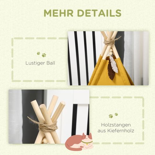 Tipi Pour Chat Et Petit Chien Avec Coussin Doux Et Tapis Antidérapant 60 X 60 X 76 Cm