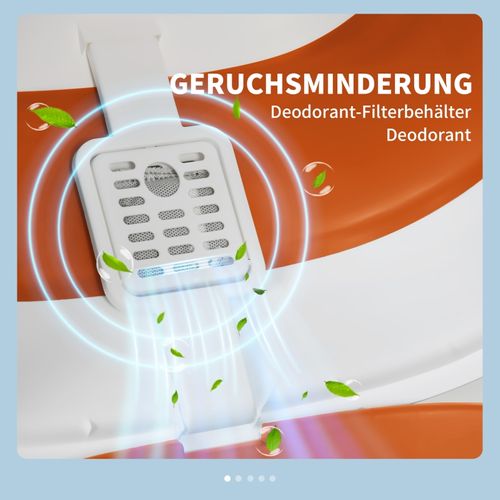 Litière Fermée Pour Chat Avec Couvercle Et Pelle, Pliable, 52x41x38 Cm, Blanc/orange