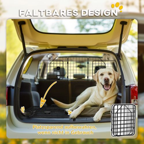 Grille De Sécurité Pour Chien De Voiture, Réglable 93-150 Cm, Pliable, Acier Noir