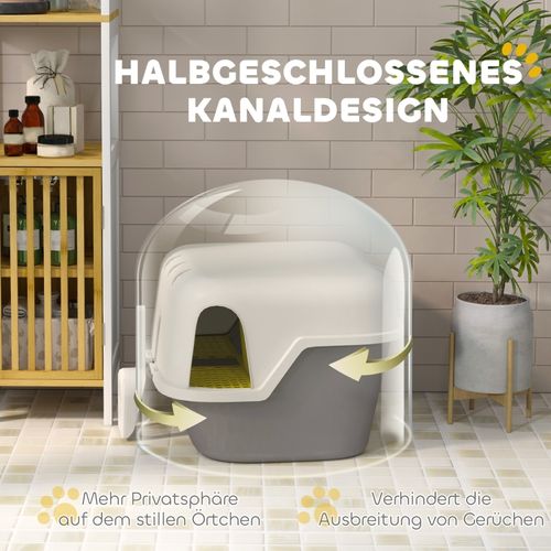 Litière Pour Chat Avec Couvercle Et Pelle, Fermeture Hygiénique, Facile à Nettoyer, Blanc