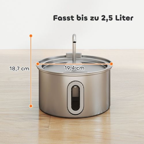 Fontaine à Eau Pour Chats 2,5l En Acier Inoxydable Avec LED Et Filtre Charbon Actif